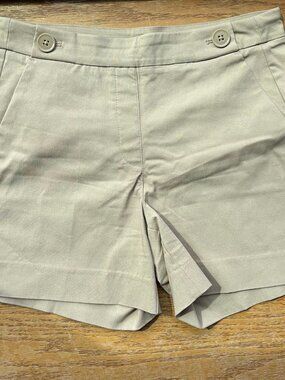 White House Black Market WHBM Khaki Pret Mariner Pull On Shorts Sz 4 Casual